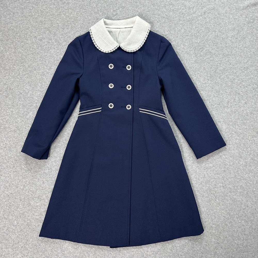 Vintage Mod Dress Coat Girls 7 A Line Navy‎ Blue Charm Ellerie Fashions Holladay